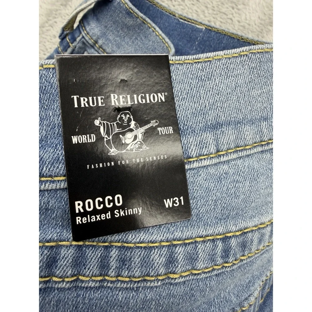 True Religion Jeans‎ Men's Size 31 Rocco Flap Big T Relaxed Skinny Medium Wash